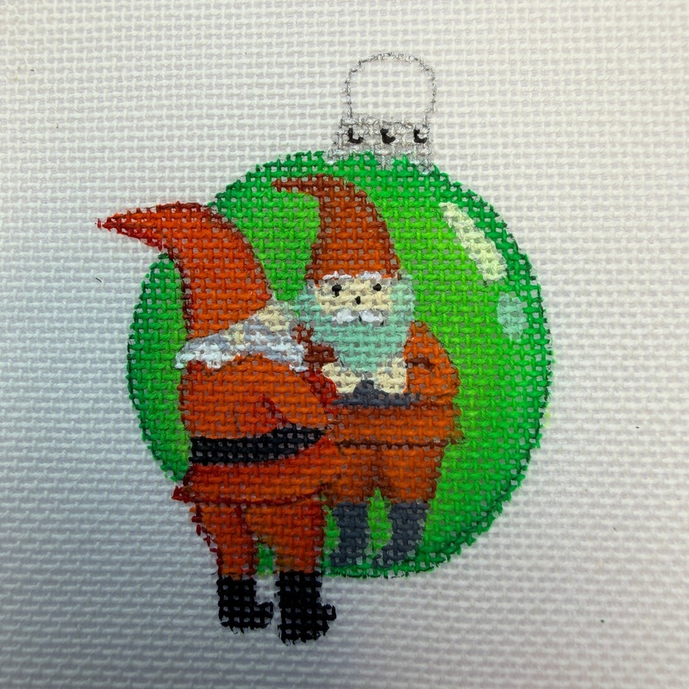 DeDe Santa Elf Reflection Christmas Ornament Needlepoint Canvas Vintage